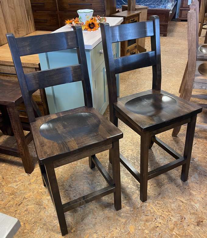 Wormy Maple 24 inch Ladder Back Bar Chairs