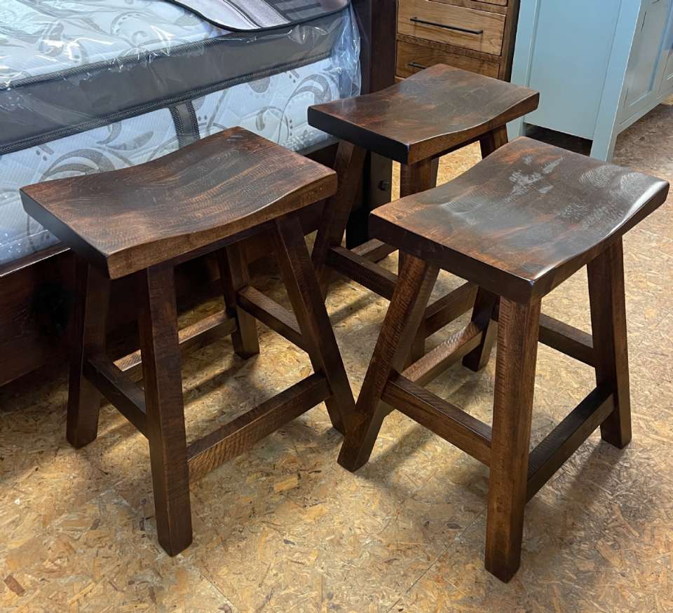 Wormy Maple Yukon 24 inch Saddle Stools