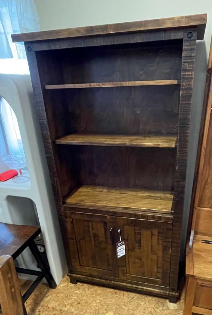 Wormy Maple Adirondack Bookcase with Double Doors